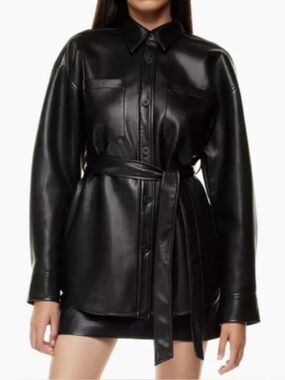 Aritzia Babaton Ava Shirt Jacket | Black Vegan Leather